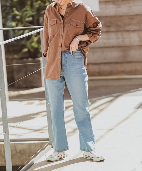 CIAOPANIC TYPY（チャオパニックティピー）の「【OSORO】コットンリネンBIGサファリシャツ（シャツ/ブラウス・レディース・チャコールグレー/スカイブルー/ベージュ/ブラウン/アイボリー/グリーン系その他/バイオレット・ONE SIZE）」の18枚目の写真