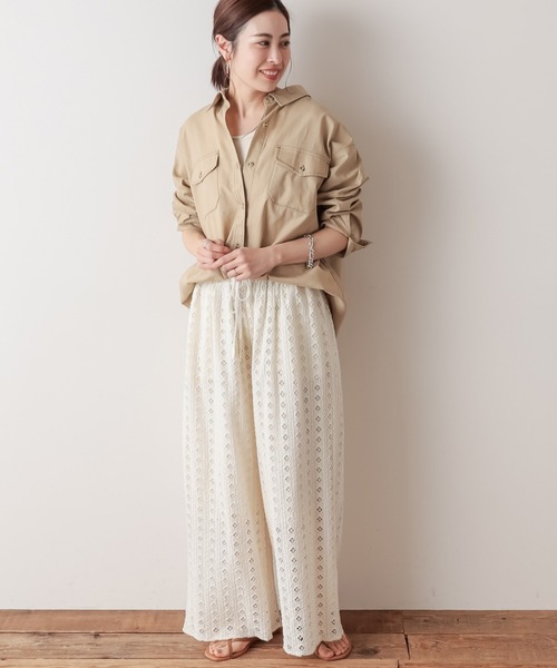 CIAOPANIC TYPY（チャオパニックティピー）の「【OSORO】コットンリネンBIGサファリシャツ（シャツ/ブラウス・レディース・チャコールグレー/スカイブルー/ベージュ/ブラウン/アイボリー/グリーン系その他/バイオレット・ONE SIZE）」の20枚目の写真