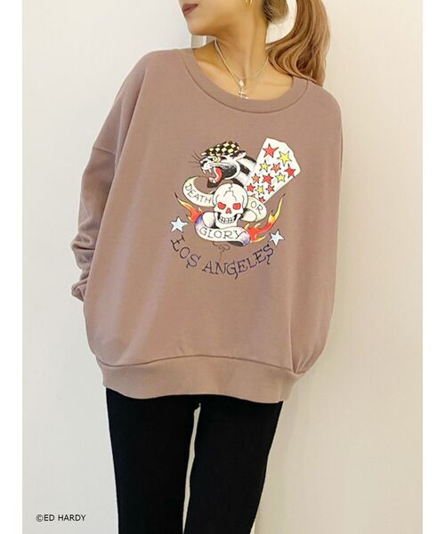 Ed Hardy(エドハーディー)の「GYDA×Edhardy スウェットプルオーバー(スウェット・レディース・オフホワイト/チャコールグレー/ピンク・FREE)」の15枚目の写真