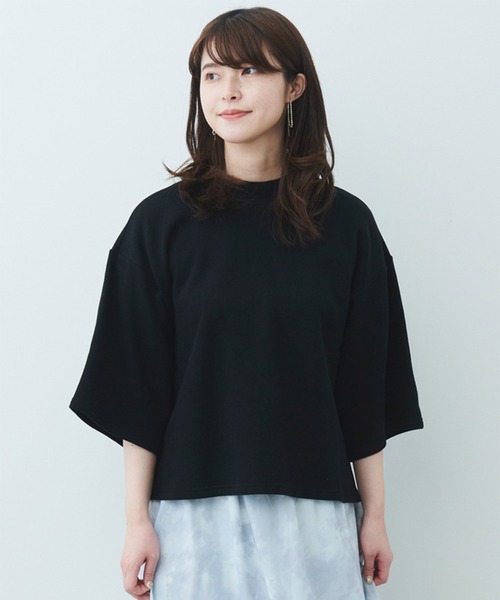 IEDIT（イディット）の「ＩＥＤＩＴ　カリフォルニアコットンのワイドスリーブトップス（Tシャツ/カットソー・レディース・ブラック/グリーン・MEDIUM/LARGE/XX-LARGE/X-LARGE/SMALL/XXX-LARGE）」の2枚目の写真