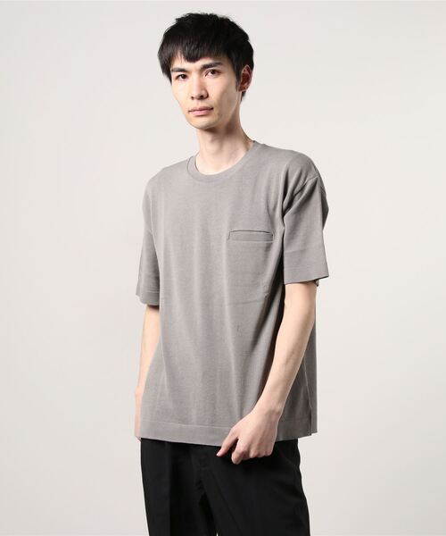 2 100コンパクトツイスト天竺ポケ付クルーネックp O Tシャツ トップス カットソー Tシャツ カットソー Quadro クオドロ のファッション