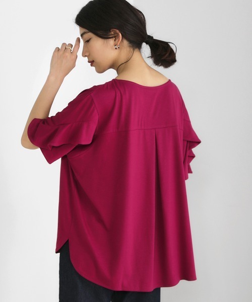 Bou Jeloud(ブージュルード)の「袖フリルブラウス(シャツ/ブラウス・レディース・ホワイト/ブラック/A/グレイッシュベージュ/ピンク・FREE)」の1枚目の写真