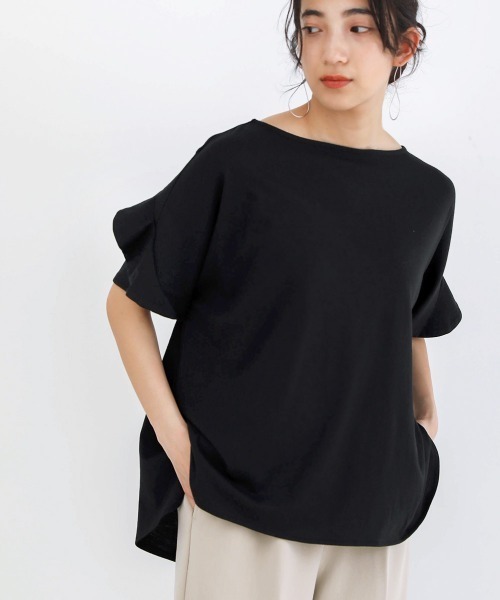 Bou Jeloud(ブージュルード)の「袖フリルブラウス(シャツ/ブラウス・レディース・ホワイト/ブラック/A/グレイッシュベージュ/ピンク・FREE)」の3枚目の写真