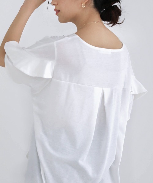 Bou Jeloud(ブージュルード)の「袖フリルブラウス(シャツ/ブラウス・レディース・ホワイト/ブラック/A/グレイッシュベージュ/ピンク・FREE)」の12枚目の写真