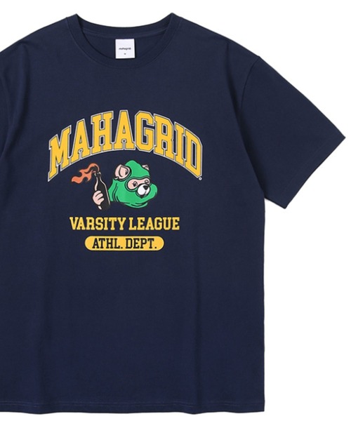 MAHAGRID（マハグリッド）の「『mahagrid/マハグリッド』COBY VARSITY TEE/コビーカレッジ 半袖Tシャツ（Tシャツ/カットソー・メンズ・ホワイト/ブラック/ネイビー/ブルー・L/M）」の4枚目の写真
