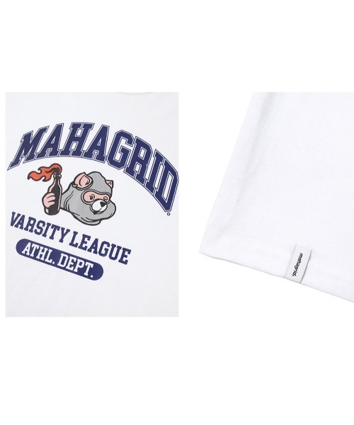 MAHAGRID（マハグリッド）の「『mahagrid/マハグリッド』COBY VARSITY TEE/コビーカレッジ 半袖Tシャツ（Tシャツ/カットソー・メンズ・ホワイト/ブラック/ネイビー/ブルー・L/M）」の6枚目の写真