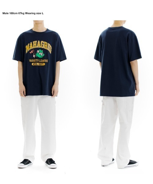 MAHAGRID（マハグリッド）の「『mahagrid/マハグリッド』COBY VARSITY TEE/コビーカレッジ 半袖Tシャツ（Tシャツ/カットソー・メンズ・ホワイト/ブラック/ネイビー/ブルー・L/M）」の9枚目の写真