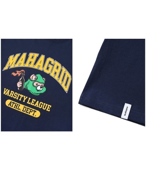 MAHAGRID（マハグリッド）の「『mahagrid/マハグリッド』COBY VARSITY TEE/コビーカレッジ 半袖Tシャツ（Tシャツ/カットソー・メンズ・ホワイト/ブラック/ネイビー/ブルー・L/M）」の10枚目の写真