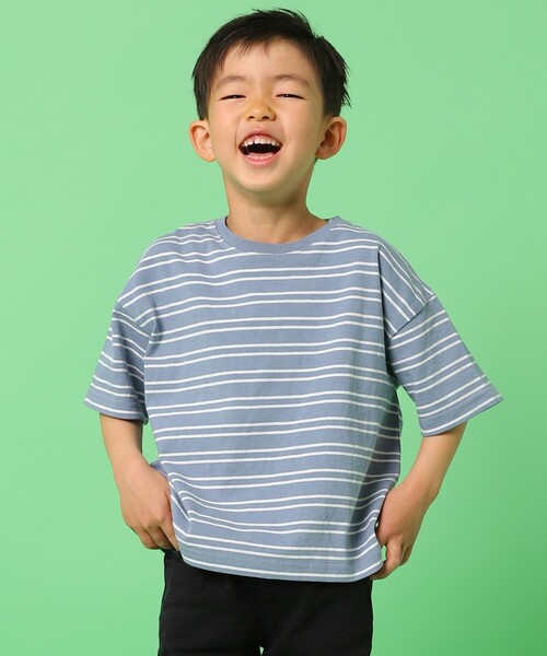 FREAK'S STORE（フリークスストア）の「FREAK'S STORE/フリークスストア 【WEB限定】KIDSボーダーTEE（Tシャツ/カットソー・キッズ・ホワイト/ブラック/ベージュ/オリーブ/サックスブルー・110/120/130/140）」の5枚目の写真