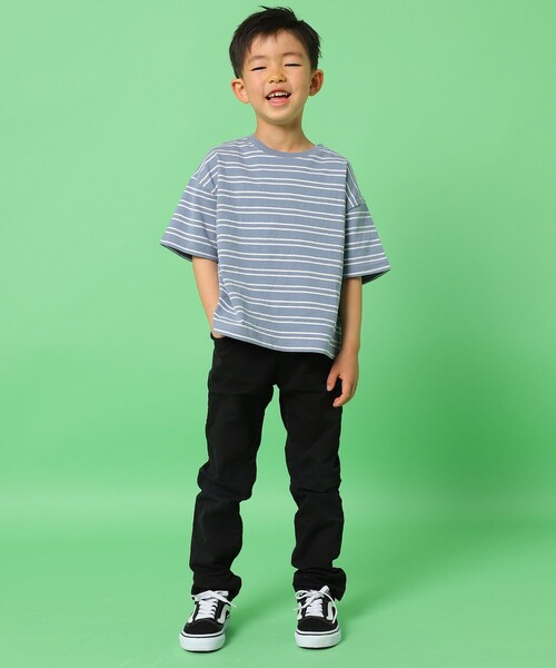 FREAK'S STORE（フリークスストア）の「FREAK'S STORE/フリークスストア 【WEB限定】KIDSボーダーTEE（Tシャツ/カットソー・キッズ・ホワイト/ブラック/ベージュ/オリーブ/サックスブルー・110/120/130/140）」の10枚目の写真