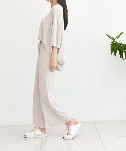 me+em select（ミームセレクト）の「【上下2点セット】さらさらビッグルームウェアSET（ルームウェア/パジャマ・レディース・イエロー/ブラック/ピンク/カーキ/ベージュ/アイボリー・FREE）」の9枚目の写真