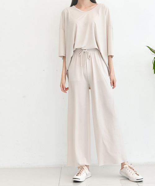 me+em select（ミームセレクト）の「【上下2点セット】さらさらビッグルームウェアSET（ルームウェア/パジャマ・レディース・イエロー/ブラック/ピンク/カーキ/ベージュ/アイボリー・FREE）」の13枚目の写真