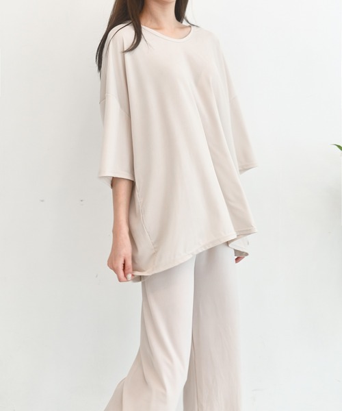 me+em select（ミームセレクト）の「【上下2点セット】さらさらビッグルームウェアSET（ルームウェア/パジャマ・レディース・イエロー/ブラック/ピンク/カーキ/ベージュ/アイボリー・FREE）」の22枚目の写真