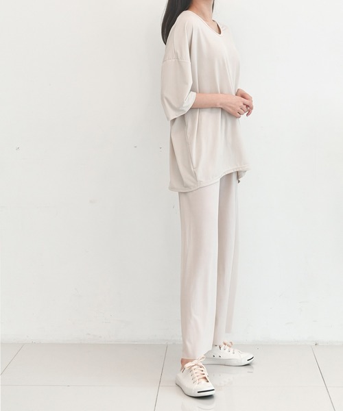 me+em select（ミームセレクト）の「【上下2点セット】さらさらビッグルームウェアSET（ルームウェア/パジャマ・レディース・イエロー/ブラック/ピンク/カーキ/ベージュ/アイボリー・FREE）」の20枚目の写真