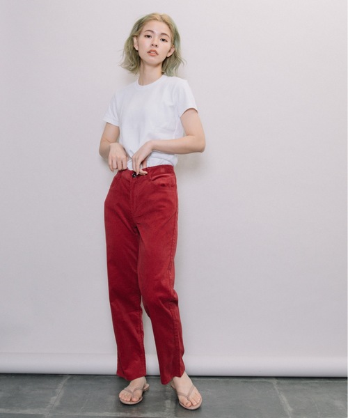 miniyu（ミニュウ）の「【NIMES】細コーデュロイ・テーパードパンツ（その他パンツ・レディース・レッド・0）」の5枚目の写真