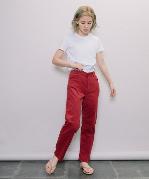 miniyu（ミニュウ）の「【NIMES】細コーデュロイ・テーパードパンツ（その他パンツ・レディース・レッド・0）」の6枚目の写真