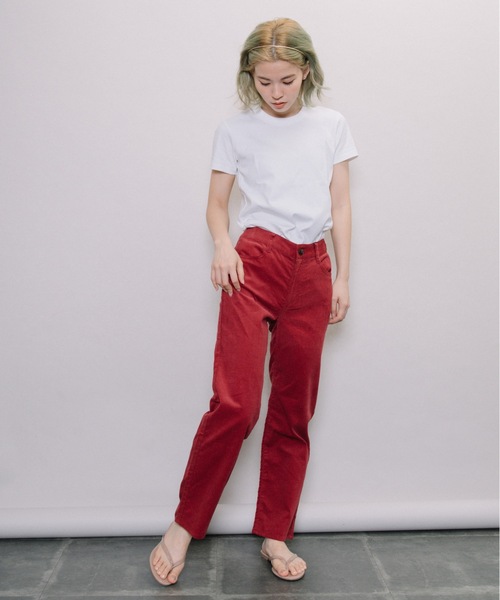 miniyu（ミニュウ）の「【NIMES】細コーデュロイ・テーパードパンツ（その他パンツ・レディース・レッド・0）」の7枚目の写真