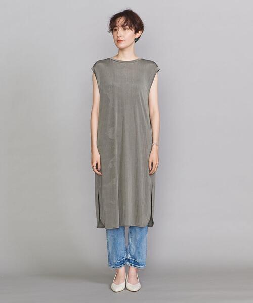BEAUTY&YOUTH UNITED ARROWS（ビューティーアンドユースユナイテッドアローズ）の「BY シャイニースリットノースリーブ ワンピース -ウォッシャブル-◆（ワンピース・レディース・ブラック/グレー/オリーブ・FREE）」の8枚目の写真
