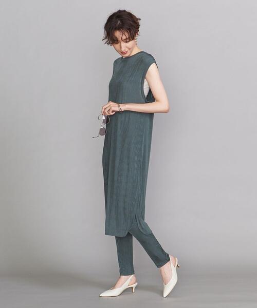 BEAUTY&YOUTH UNITED ARROWS（ビューティーアンドユースユナイテッドアローズ）の「BY シャイニースリットノースリーブ ワンピース -ウォッシャブル-◆（ワンピース・レディース・ブラック/グレー/オリーブ・FREE）」の5枚目の写真