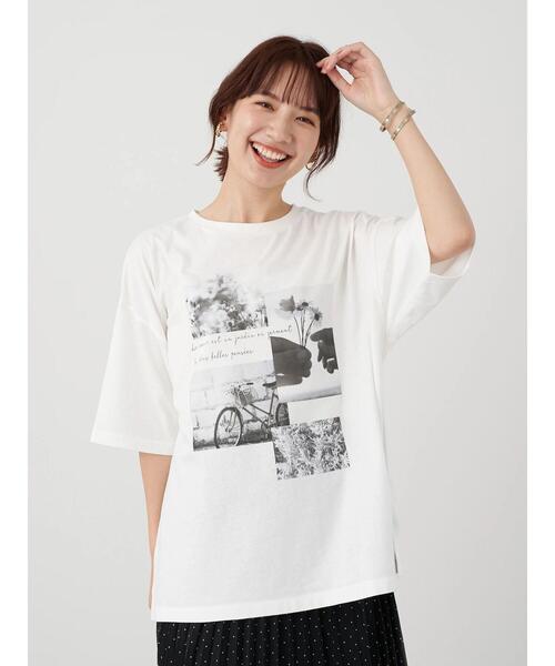 earth music&ecology（アースミュージックアンドエコロジー）の「PHOTOびっぐT ＊（Tシャツ/カットソー・レディース・オフホワイト/ミント・FREE）」の5枚目の写真