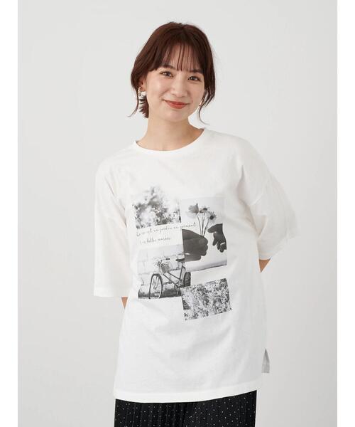 earth music&ecology（アースミュージックアンドエコロジー）の「PHOTOびっぐT ＊（Tシャツ/カットソー・レディース・オフホワイト/ミント・FREE）」の4枚目の写真