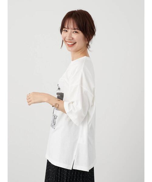 earth music&ecology（アースミュージックアンドエコロジー）の「PHOTOびっぐT ＊（Tシャツ/カットソー・レディース・オフホワイト/ミント・FREE）」の6枚目の写真