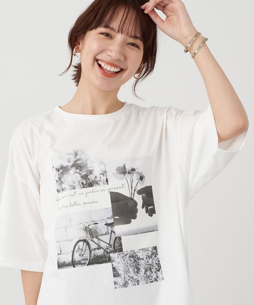 earth music&ecology（アースミュージックアンドエコロジー）の「PHOTOびっぐT ＊（Tシャツ/カットソー・レディース・オフホワイト/ミント・FREE）」の2枚目の写真
