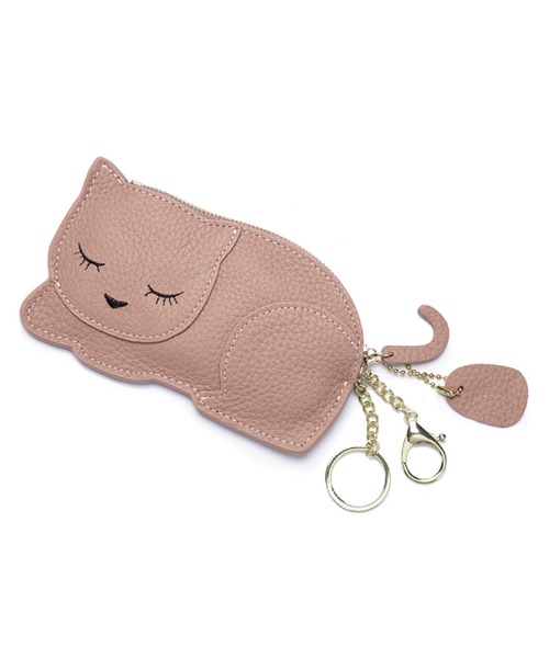 セール】キーリング付き 牛革 アニマル 猫 コインケース（コイン