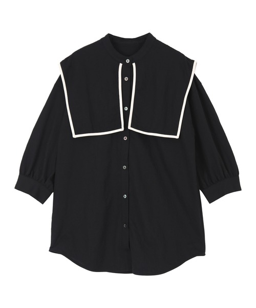 titivate（ティティベイト）の「ﾊﾟｲﾋﾟﾝｸﾞｽｸｴｱｶﾗｰｼｬﾂ（シャツ/ブラウス・レディース・ホワイト/ブラック/グレイッシュベージュ・M）」の5枚目の写真