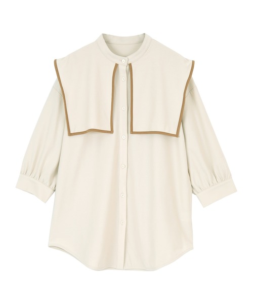 titivate（ティティベイト）の「ﾊﾟｲﾋﾟﾝｸﾞｽｸｴｱｶﾗｰｼｬﾂ（シャツ/ブラウス・レディース・ホワイト/ブラック/グレイッシュベージュ・M）」の6枚目の写真