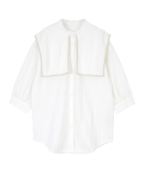 titivate（ティティベイト）の「ﾊﾟｲﾋﾟﾝｸﾞｽｸｴｱｶﾗｰｼｬﾂ（シャツ/ブラウス・レディース・ホワイト/ブラック/グレイッシュベージュ・M）」の4枚目の写真