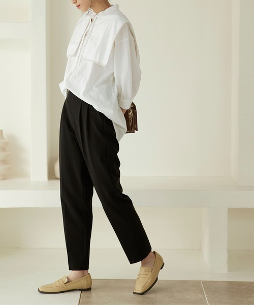 titivate（ティティベイト）の「ﾊﾟｲﾋﾟﾝｸﾞｽｸｴｱｶﾗｰｼｬﾂ（シャツ/ブラウス・レディース・ホワイト/ブラック/グレイッシュベージュ・M）」の8枚目の写真