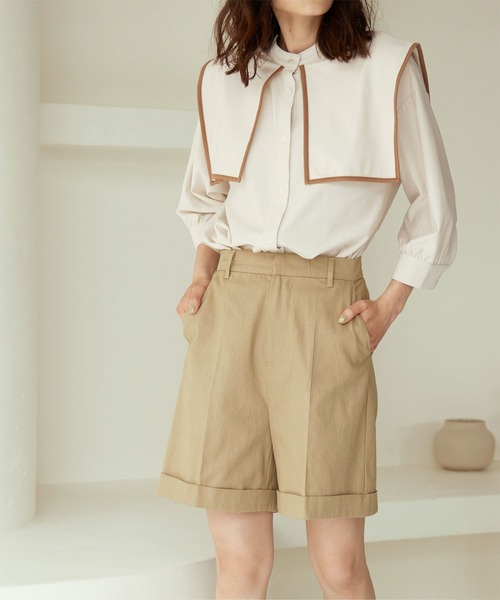 titivate（ティティベイト）の「ﾊﾟｲﾋﾟﾝｸﾞｽｸｴｱｶﾗｰｼｬﾂ（シャツ/ブラウス・レディース・ホワイト/ブラック/グレイッシュベージュ・M）」の15枚目の写真