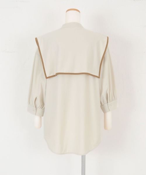 titivate（ティティベイト）の「ﾊﾟｲﾋﾟﾝｸﾞｽｸｴｱｶﾗｰｼｬﾂ（シャツ/ブラウス・レディース・ホワイト/ブラック/グレイッシュベージュ・M）」の18枚目の写真