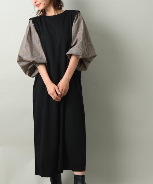 INTERPLANET（インタープラネット）の「【ＷＥＢ限定】ポンチウィングショルダーワンピース（ワンピース・レディース・ブラック系その他/ブラック/モカ・FREE）」の3枚目の写真