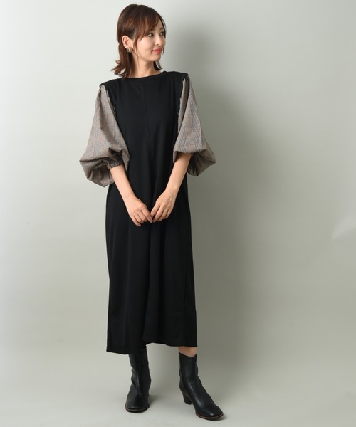 INTERPLANET（インタープラネット）の「【ＷＥＢ限定】ポンチウィングショルダーワンピース（ワンピース・レディース・ブラック系その他/ブラック/モカ・FREE）」の21枚目の写真
