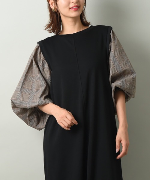 INTERPLANET（インタープラネット）の「【ＷＥＢ限定】ポンチウィングショルダーワンピース（ワンピース・レディース・ブラック系その他/ブラック/モカ・FREE）」の18枚目の写真