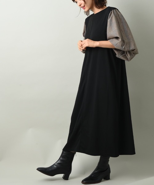 INTERPLANET（インタープラネット）の「【ＷＥＢ限定】ポンチウィングショルダーワンピース（ワンピース・レディース・ブラック系その他/ブラック/モカ・FREE）」の7枚目の写真