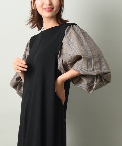 INTERPLANET（インタープラネット）の「【ＷＥＢ限定】ポンチウィングショルダーワンピース（ワンピース・レディース・ブラック系その他/ブラック/モカ・FREE）」の4枚目の写真