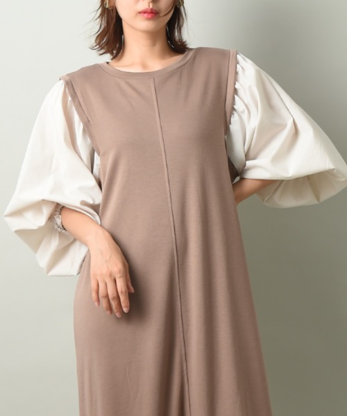 INTERPLANET（インタープラネット）の「【ＷＥＢ限定】ポンチウィングショルダーワンピース（ワンピース・レディース・ブラック系その他/ブラック/モカ・FREE）」の14枚目の写真