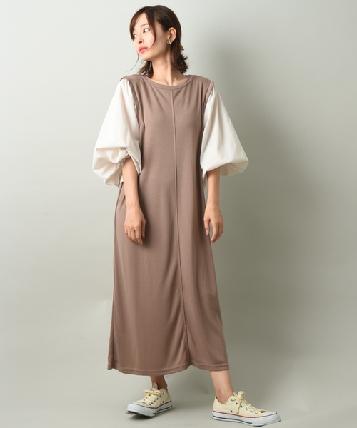 INTERPLANET（インタープラネット）の「【ＷＥＢ限定】ポンチウィングショルダーワンピース（ワンピース・レディース・ブラック系その他/ブラック/モカ・FREE）」の17枚目の写真