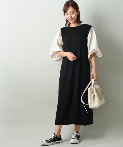 INTERPLANET（インタープラネット）の「【ＷＥＢ限定】ポンチウィングショルダーワンピース（ワンピース・レディース・ブラック系その他/ブラック/モカ・FREE）」の5枚目の写真