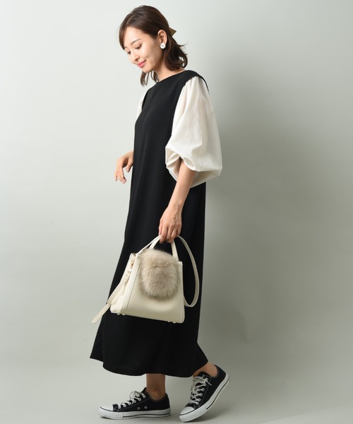 INTERPLANET（インタープラネット）の「【ＷＥＢ限定】ポンチウィングショルダーワンピース（ワンピース・レディース・ブラック系その他/ブラック/モカ・FREE）」の11枚目の写真