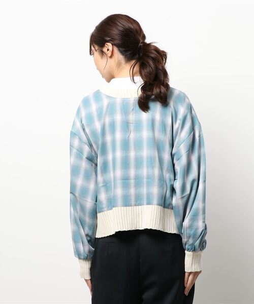 179/WG(イチナナキュウダブルジー)の「チェックシャツリメイクカーディガン(カーディガン/ボレロ・レディース・オレンジ/ベージュ/ブルー・FREE)」の5枚目の写真