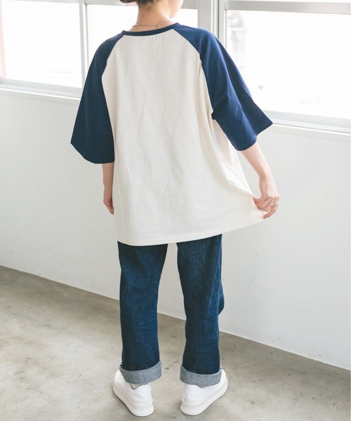 nemne store（ネンネストア）の「ごろごろするロゴ入りラグランＴシャツ（Tシャツ/カットソー・レディース・モスグリーン/モカ/ネイビー・フリー）」の9枚目の写真