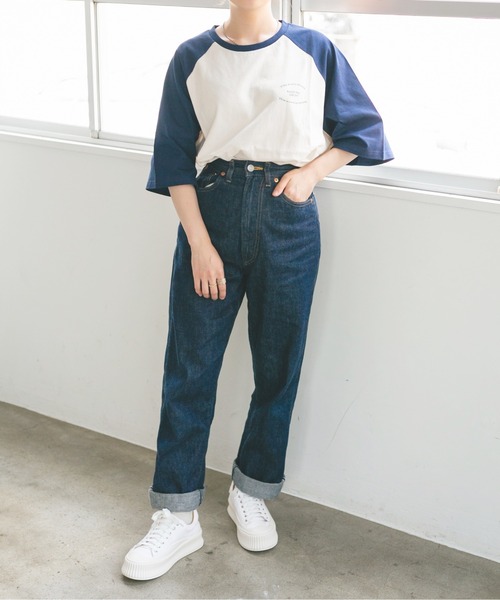 nemne store（ネンネストア）の「ごろごろするロゴ入りラグランＴシャツ（Tシャツ/カットソー・レディース・モスグリーン/モカ/ネイビー・フリー）」の10枚目の写真