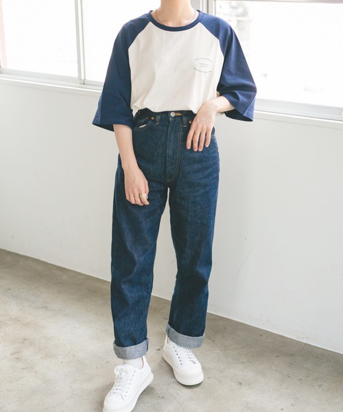 nemne store（ネンネストア）の「ごろごろするロゴ入りラグランＴシャツ（Tシャツ/カットソー・レディース・モスグリーン/モカ/ネイビー・フリー）」の11枚目の写真