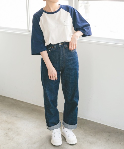 nemne store（ネンネストア）の「ごろごろするロゴ入りラグランＴシャツ（Tシャツ/カットソー・レディース・モスグリーン/モカ/ネイビー・フリー）」の12枚目の写真