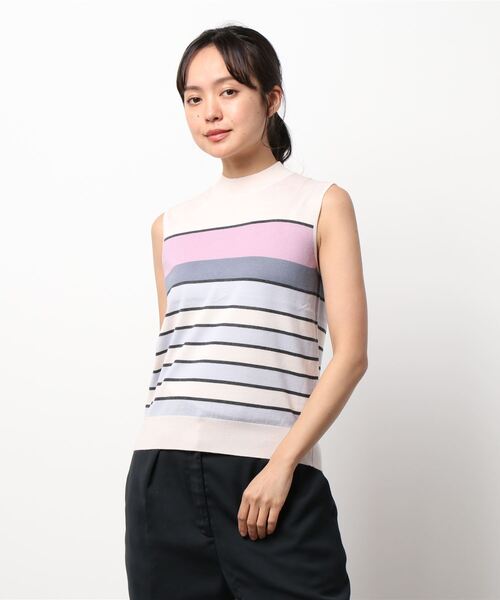 アナイ ANAYI 23AW フェザーボーダープルオーバーニット セーター 36 ブラック オフホワイト /DO ■OS レディース アナイ ANAYI 23AW フェザーボーダープルオーバーニット