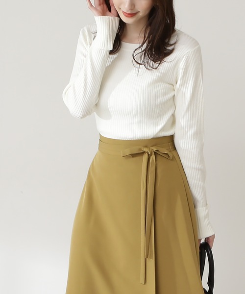 N.（N. Natural Beauty Basic）（エヌエヌナチュラルビューティーベーシック）の「◆ウォームアップリブボートニット（ニット/セーター・レディース・ホワイト/ブラック/グレー・MEDIUM）」の2枚目の写真